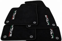 Tapis de sol pour Lamborghini Urus noir sur mesure avec tapis ronds orange - Bordure noire