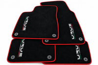 Tapis de sol pour Lamborghini Urus noir sur mesure avec tapis ronds orange - Bordure rouge