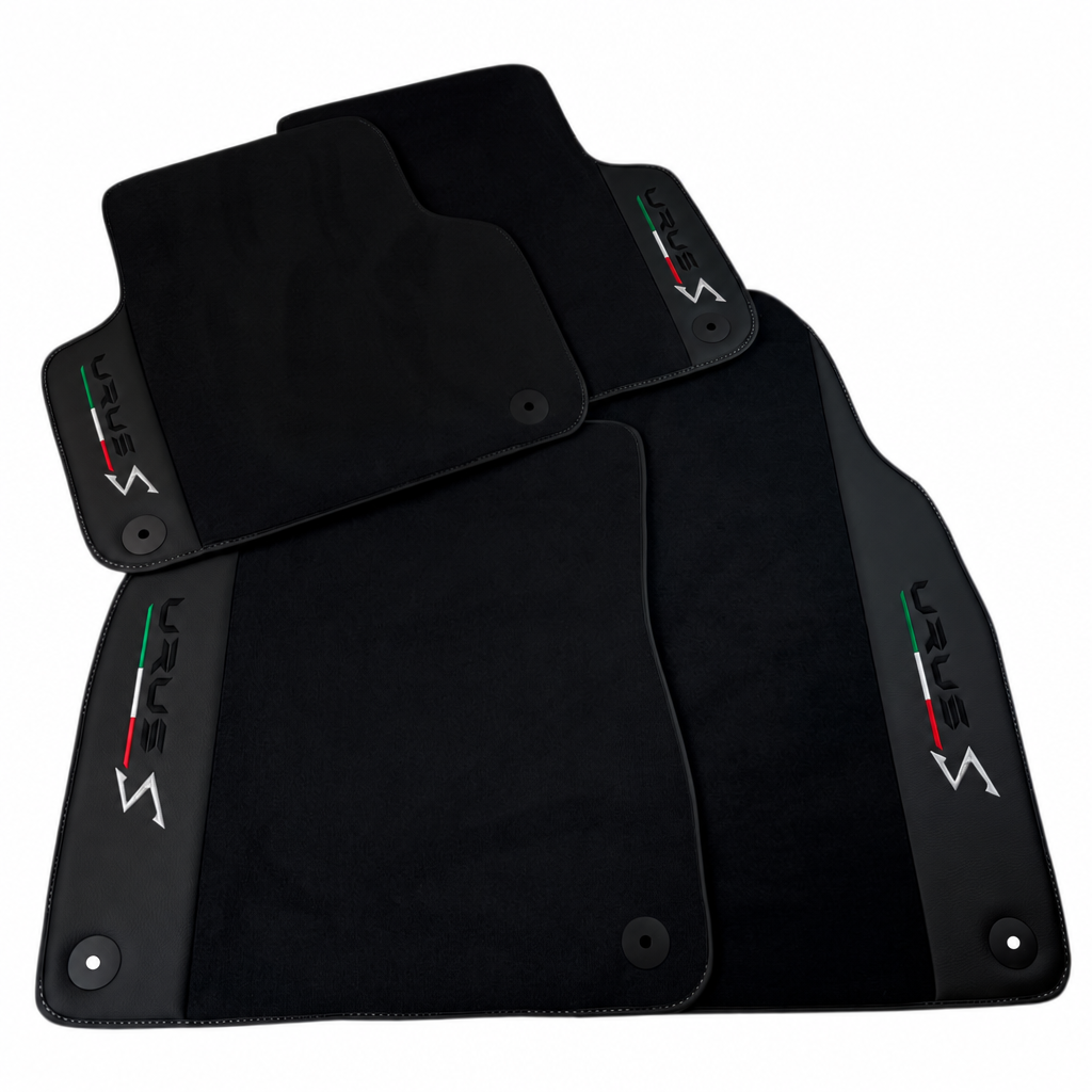 Black floor mats for Lamborghini Urus S with black leather