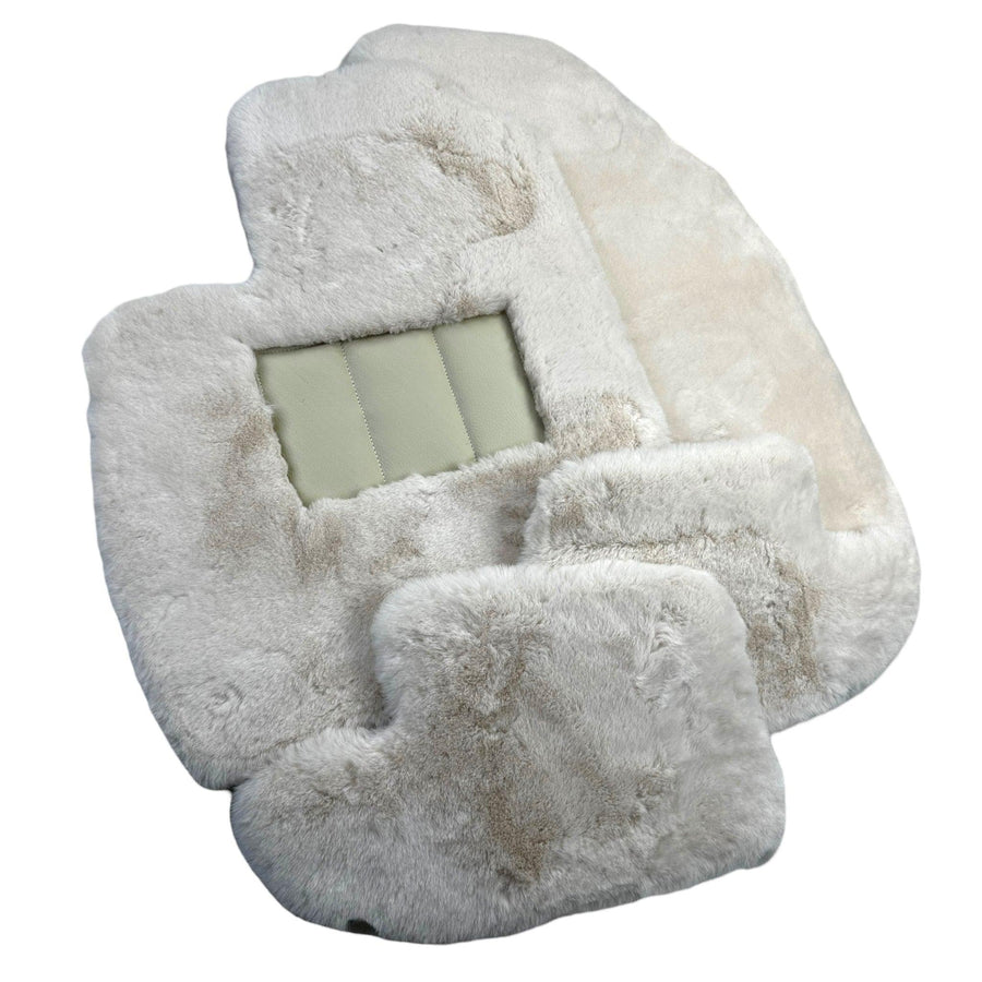 White Sheepskin Floor Mats for Bentley Continental GTC (2018-2023) ER56 Design - AutoWin