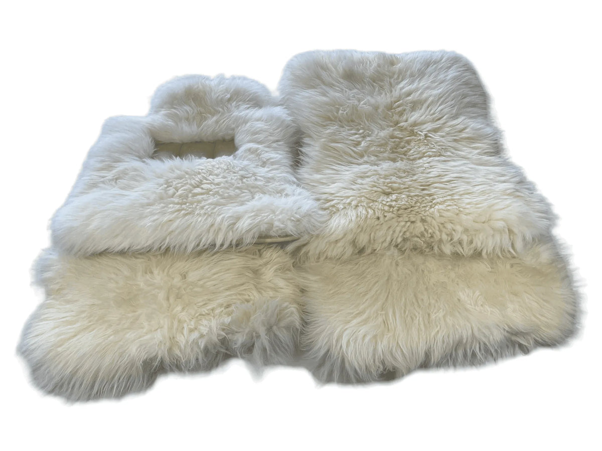 White Sheepskin Floor Mats For Rolls Royce Ghost Series II (2021-2024) ER56 Design Brand - AutoWin