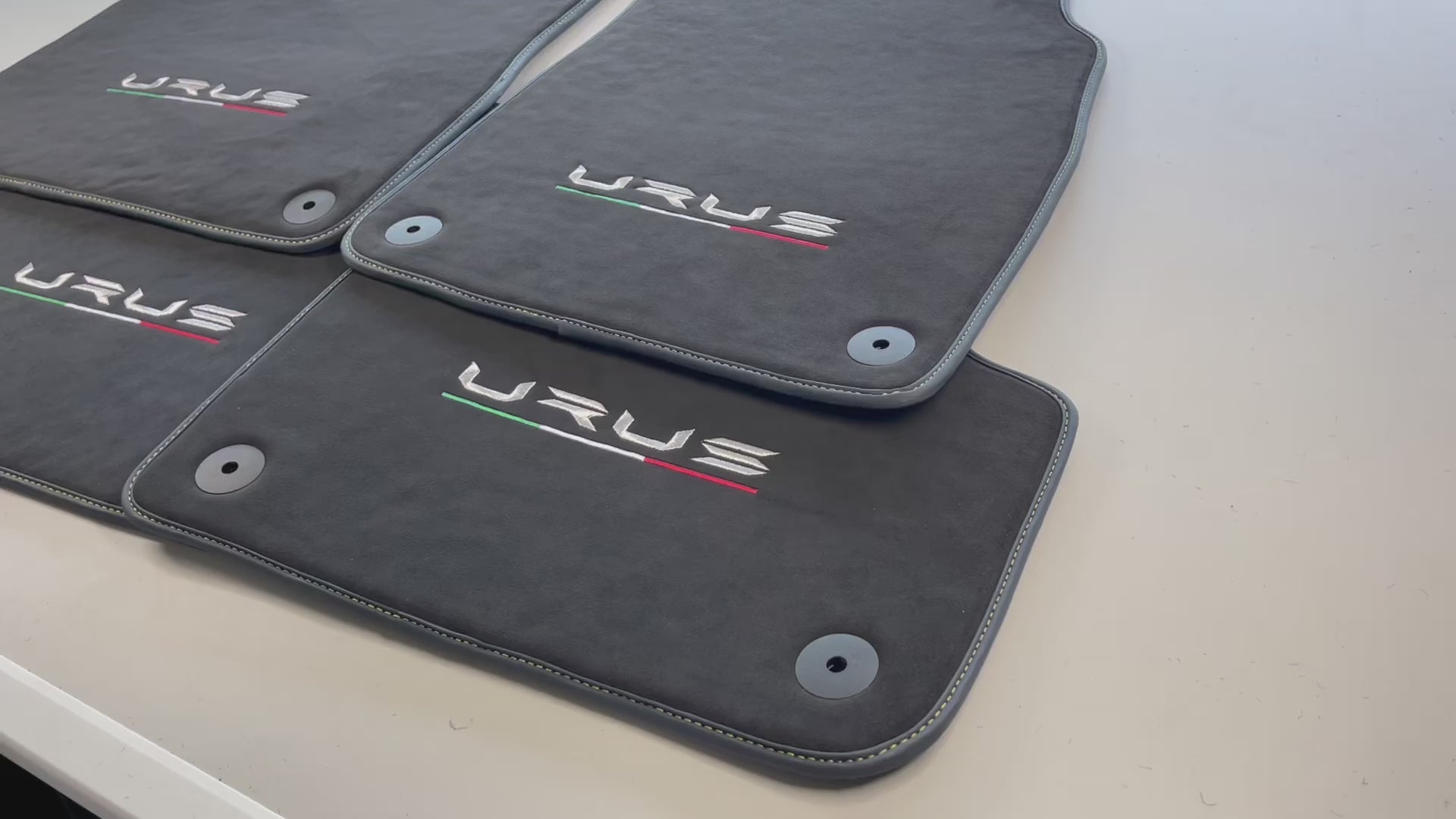 Floor Mats For Lamborghini Urus Alcantara Leather With Yellow Stitching - AutoWin.EU