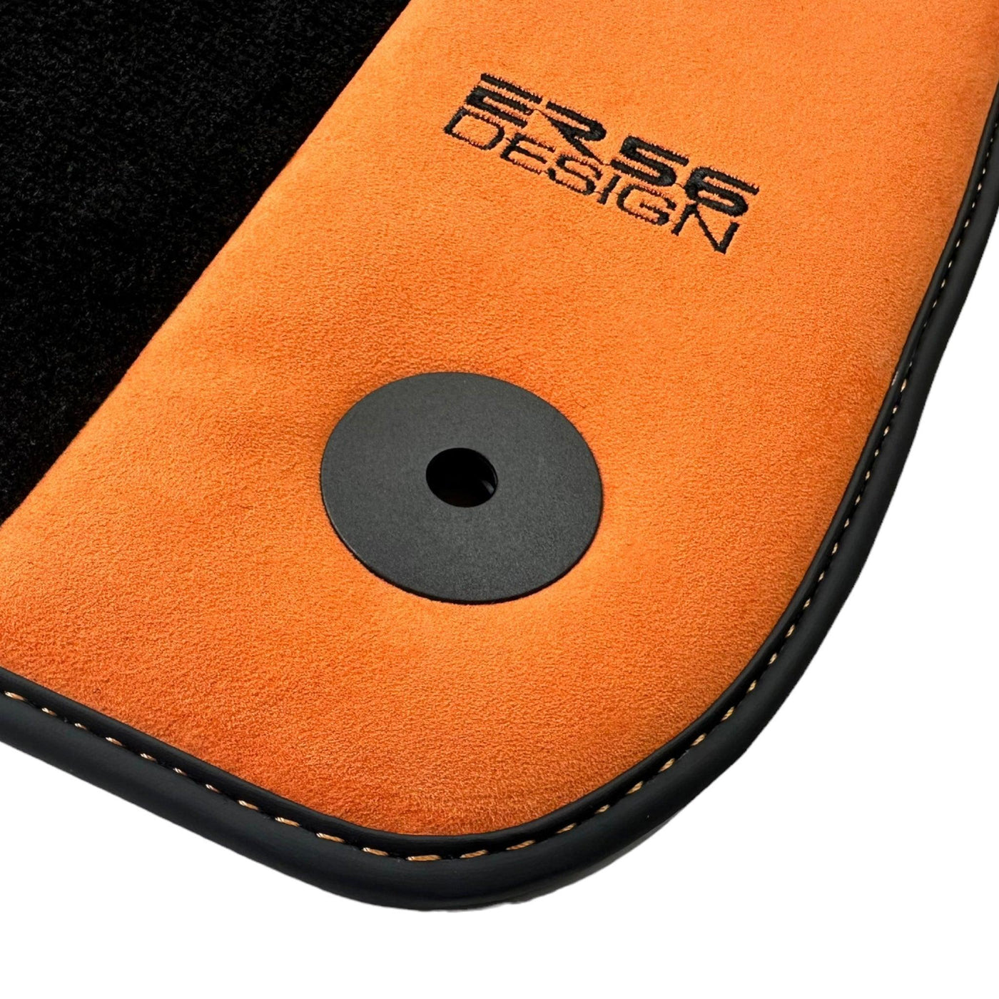 Black Floor Mats for Audi A1 3-door Hatchback 2010-2018 With Orange Alcantara | ER56 Design - AutoWin