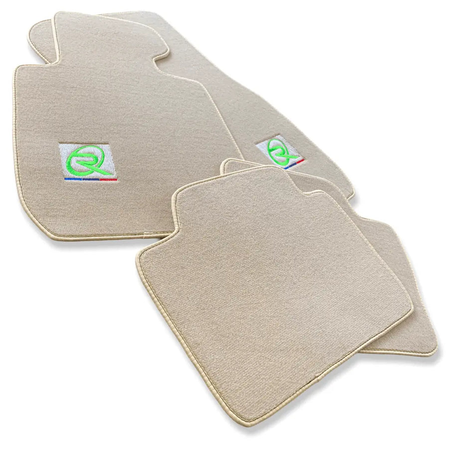 Beige Floor Mats For BMW 7 Series F01 ROVBUT Brand Tailored Set Perfect Fit Green SNIP Collection - AutoWin