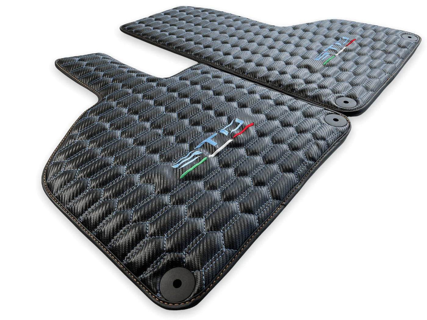 Blue Stitched Carbon Mats for Lamborghini Huracan Sto
