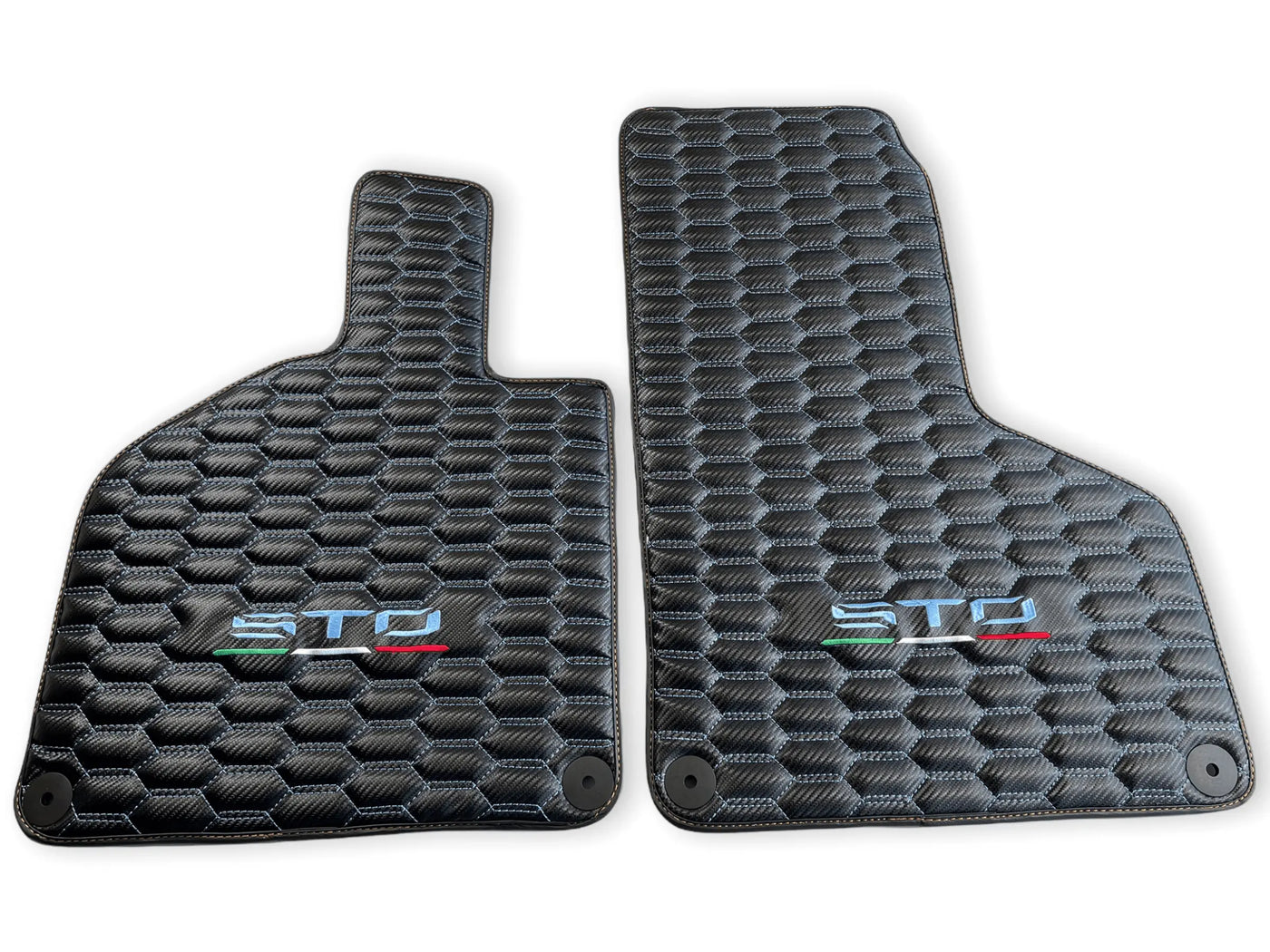 Blue Stitched Carbon Mats for Lamborghini Huracan Sto