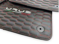 Floor Mats For Lamborghini Urus Leather Red Stitching - AutoWin