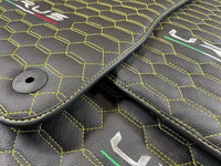 Floor Mats For Lamborghini Urus Leather Yellow Stitching - AutoWin