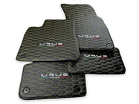 Floor Mats For Lamborghini Urus Leather Yellow Stitching - AutoWin