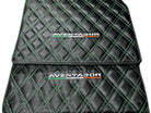 Floor Mats for Lamborghini Aventador Carbon Fiber Leather Green Stitching - AutoWin