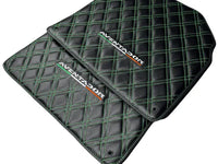 Floor Mats for Lamborghini Aventador Carbon Fiber Leather Green Stitching - AutoWin
