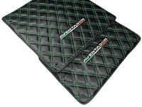 Floor Mats for Lamborghini Aventador Carbon Fiber Leather Green Stitching - AutoWin