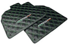 Floor Mats for Lamborghini Aventador Carbon Fiber Leather Green Stitching - AutoWin