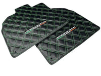 Floor Mats for Lamborghini Aventador Carbon Fiber Leather Green Stitching - AutoWin