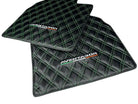 Floor Mats for Lamborghini Aventador Carbon Fiber Leather Green Stitching - AutoWin