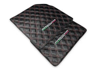 Floor Mats for Lamborghini Aventador Carbon Fiber Leather Red Stitching - AutoWin