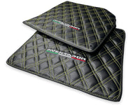 Floor Mats for Lamborghini Aventador Carbon Fiber Leather Yellow Stitching - AutoWin