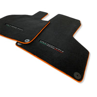 Floor Mats for Lamborghini Huracan With Italian Flag and Huracan Logo Orange Embroidery - AutoWin