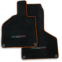 Floor Mats for Lamborghini Huracan With Italian Flag and Huracan Logo Orange Embroidery - AutoWin