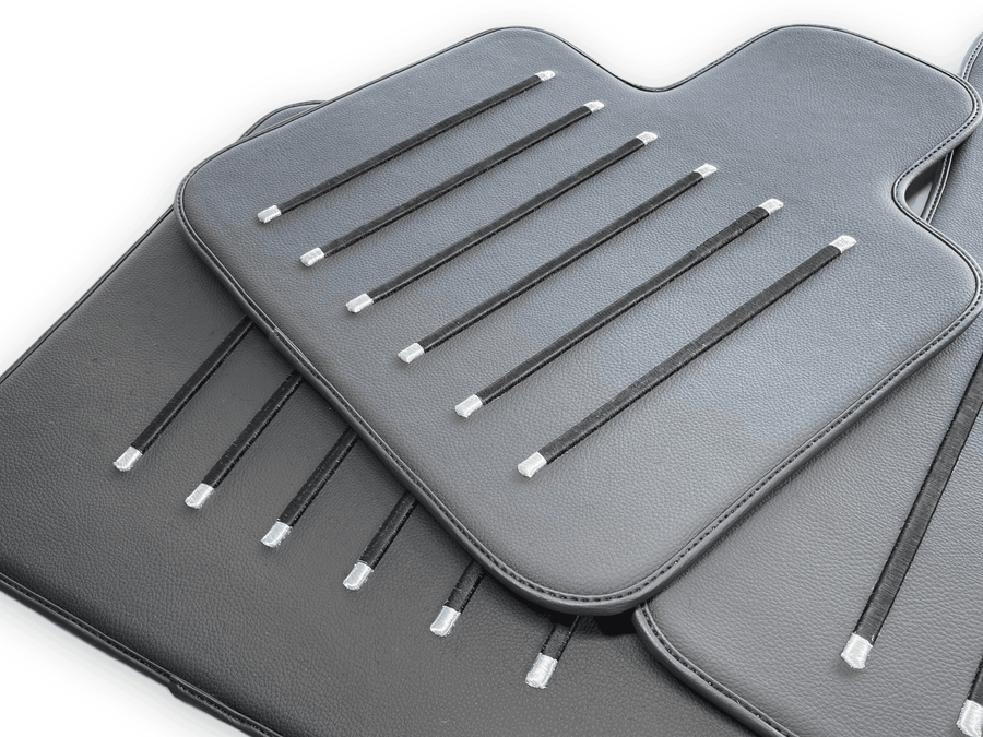 Leather Floor Mats For Rolls Royce Black Badge Ghost Series II (2021-2024) Black - AutoWin
