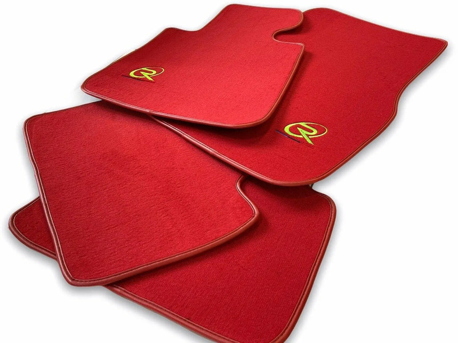 Red Floor Mats For BMW M2 Series F87 ROVBUT Brand Tailored Set Perfect Fit Green SNIP Collection - AutoWin