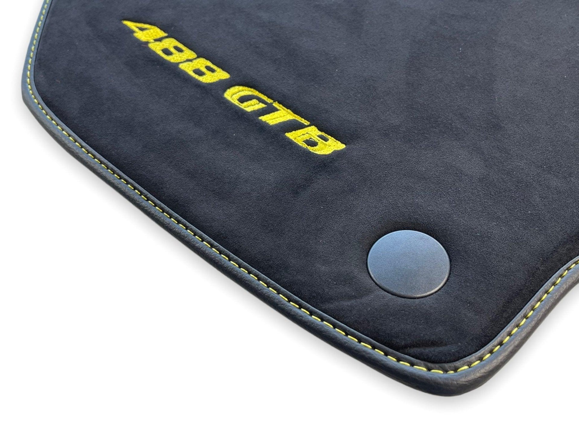 Alcantara Floor Mats For Ferrari 488 GTB 2016-2022 Yellow Logo - AutoWin