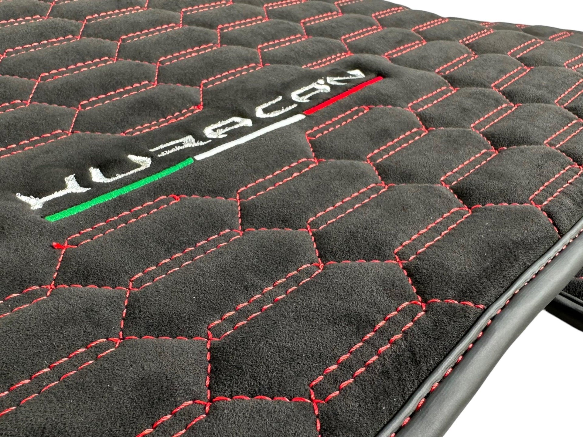 Alcantara Floor Mats for Lamborghini Huracan Red Sewing - AutoWin