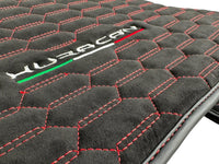 Alcantara Floor Mats for Lamborghini Huracan Red Sewing - AutoWin