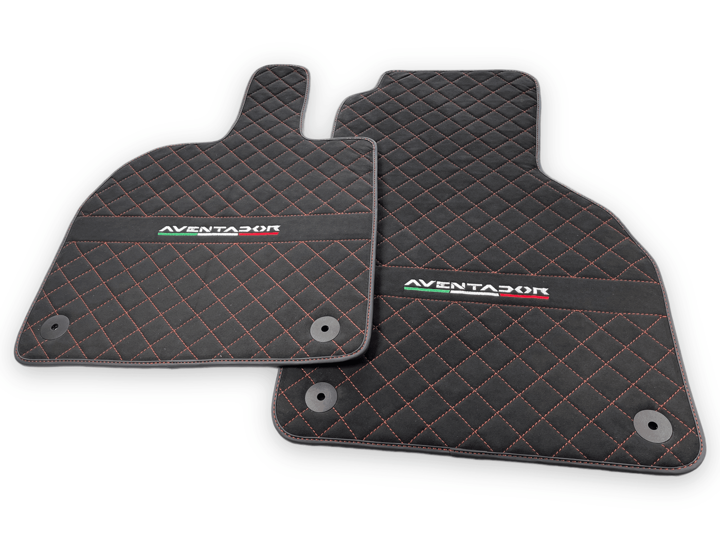 Alcantara Leather Floor Mats For Lamborghini Aventador | Red Stitching - AutoWin