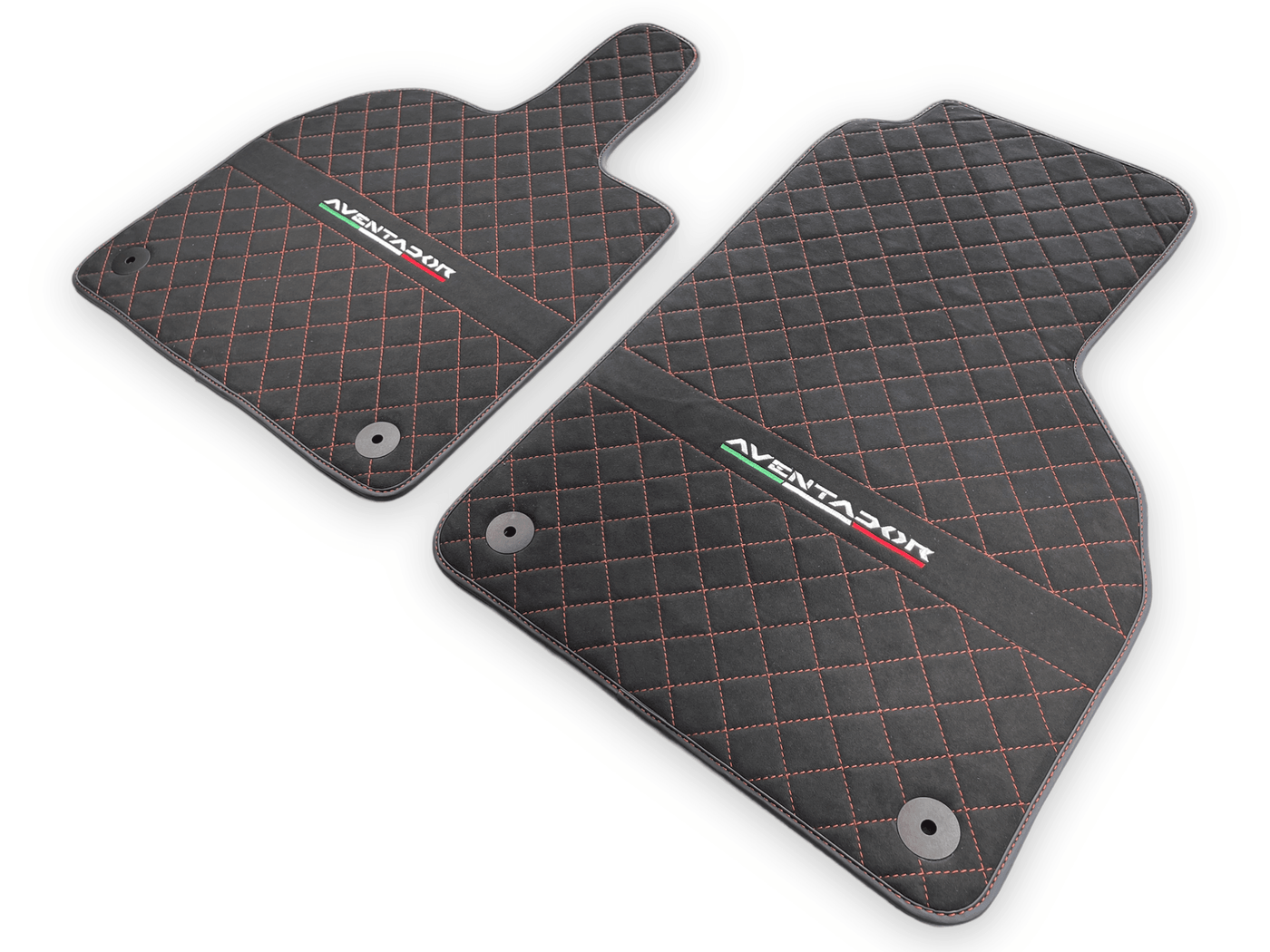 Alcantara Leather Floor Mats For Lamborghini Aventador | Red Stitching - AutoWin