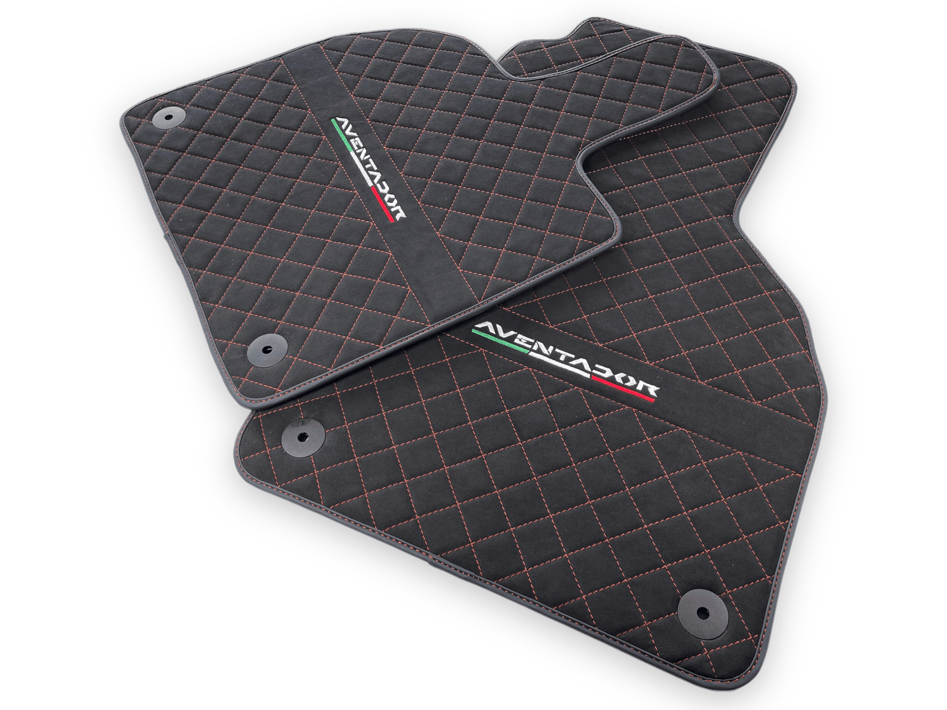 Alcantara Leather Floor Mats For Lamborghini Aventador | Red Stitching - AutoWin