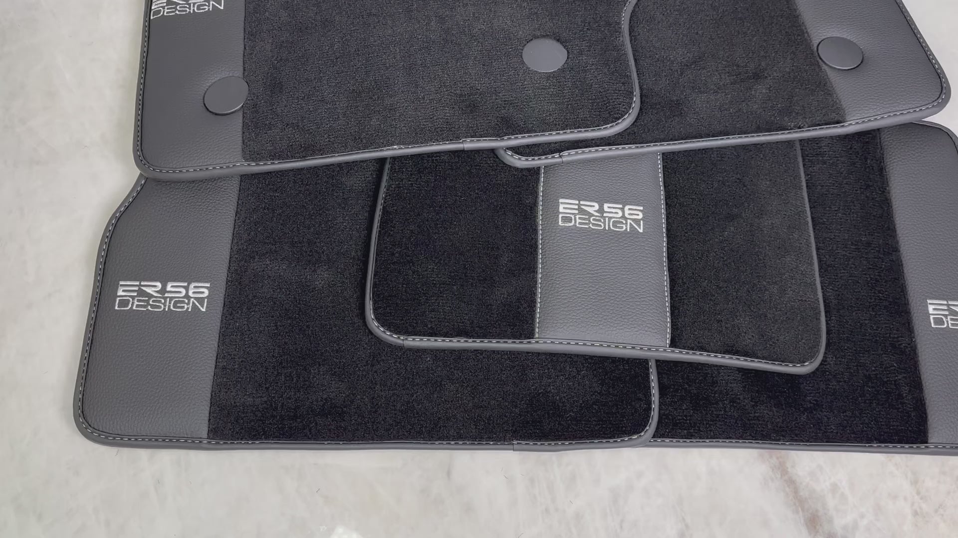 Alfombrillas Negras para Coche para Mercedes-Benz G Class 2019-2022 W463 con Bordes de Cuero Diseño ER56 - ER56 Design