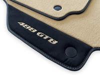 Beige Floor Mats For Ferrari 488 GTB 2016-2022 Carpets With Alcantara Leather - AutoWin