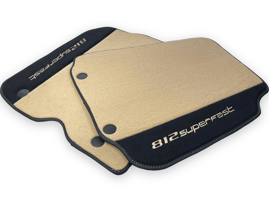Beige Floor Mats For Ferrari 812 Superfast With Alcantara Leather - AutoWin