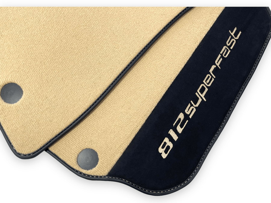 Beige Floor Mats For Ferrari 812 Superfast With Alcantara Leather - AutoWin
