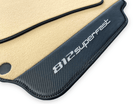 Beige Floor Mats For Ferrari 812 Superfast With Carbon Fiber Leather - AutoWin
