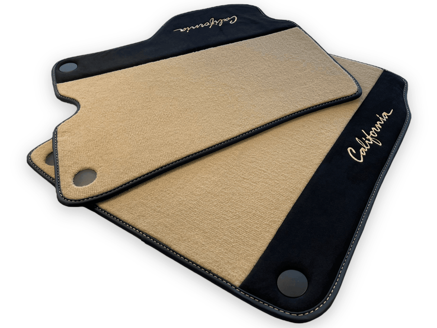Beige Floor Mats For Ferrari California 2008-2014 With Alcantara - AutoWin