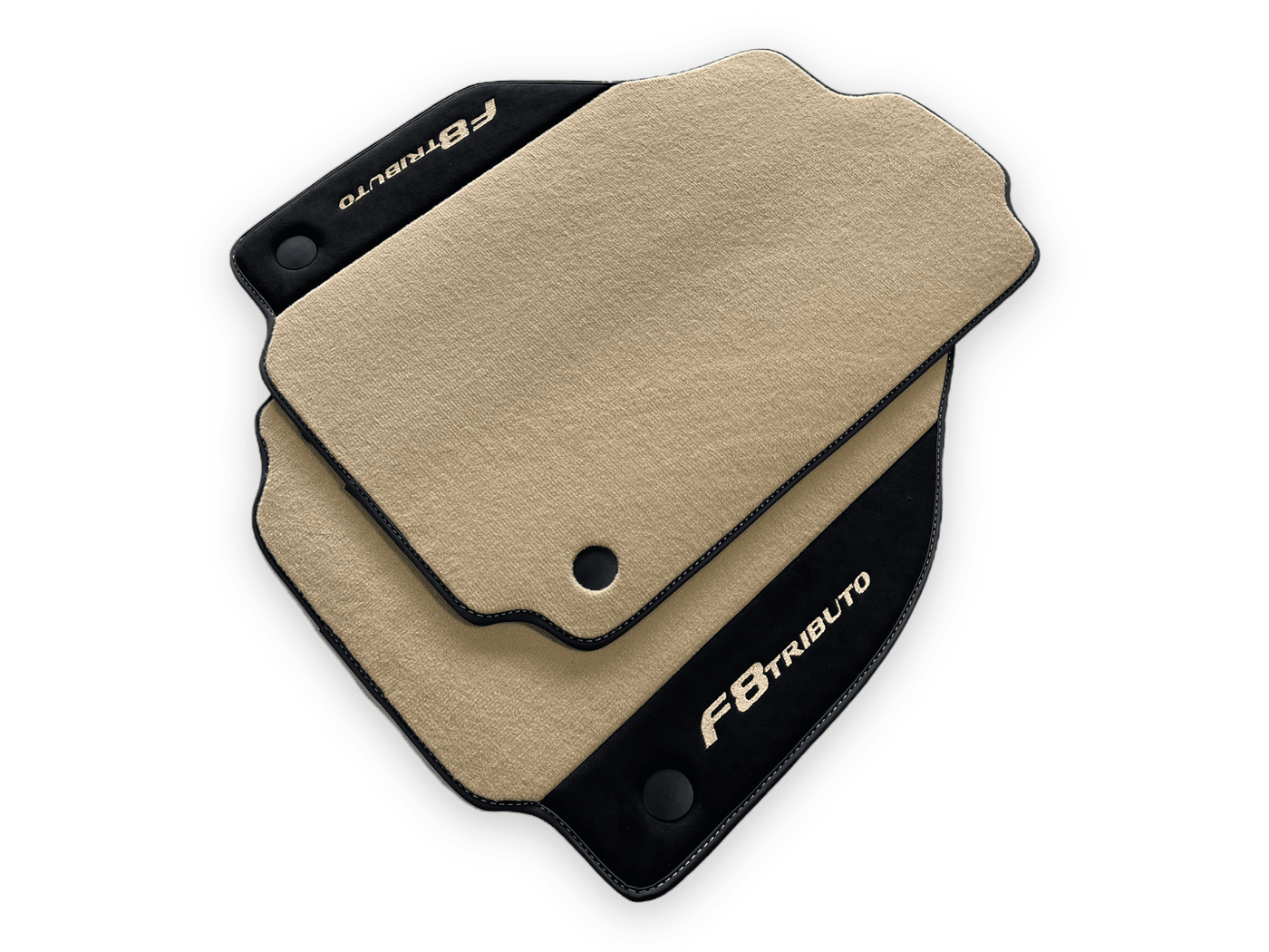 Beige Floor Mats For Ferrari F8 Tributo 2019-2022 With Alcantara Leather - AutoWin