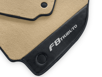 Beige Floor Mats For Ferrari F8 Tributo 2019-2022 With Carbon Leather - AutoWin