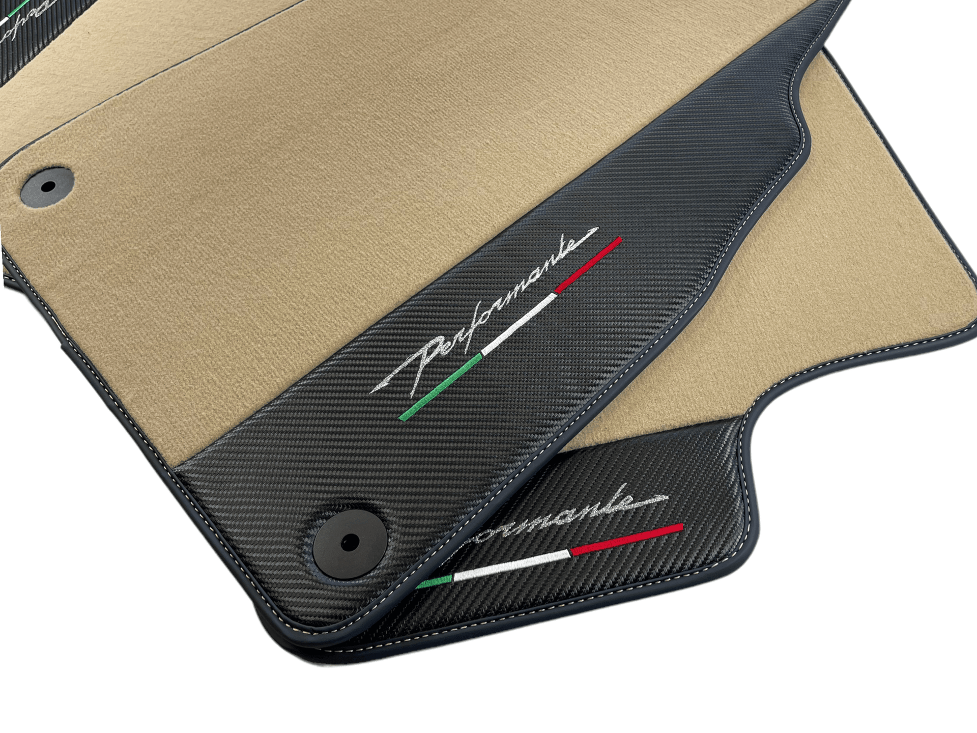 Beige Floor Mats For Lamborghini Urus Performante With Carbon Leather - AutoWin