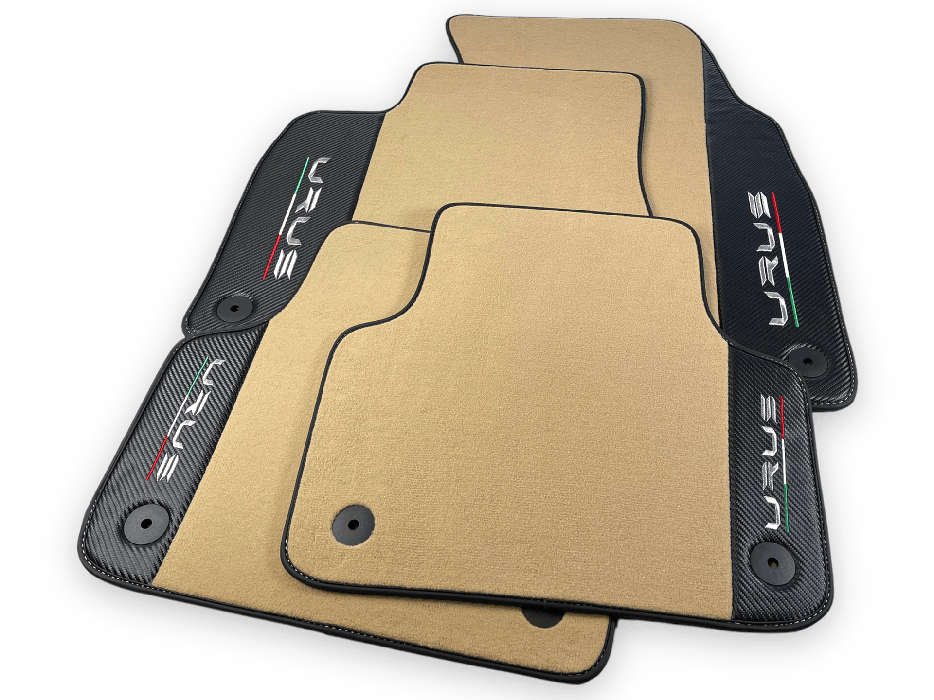 Beige Floor Mats For Lamborghini Urus With Carbon Leather - AutoWin
