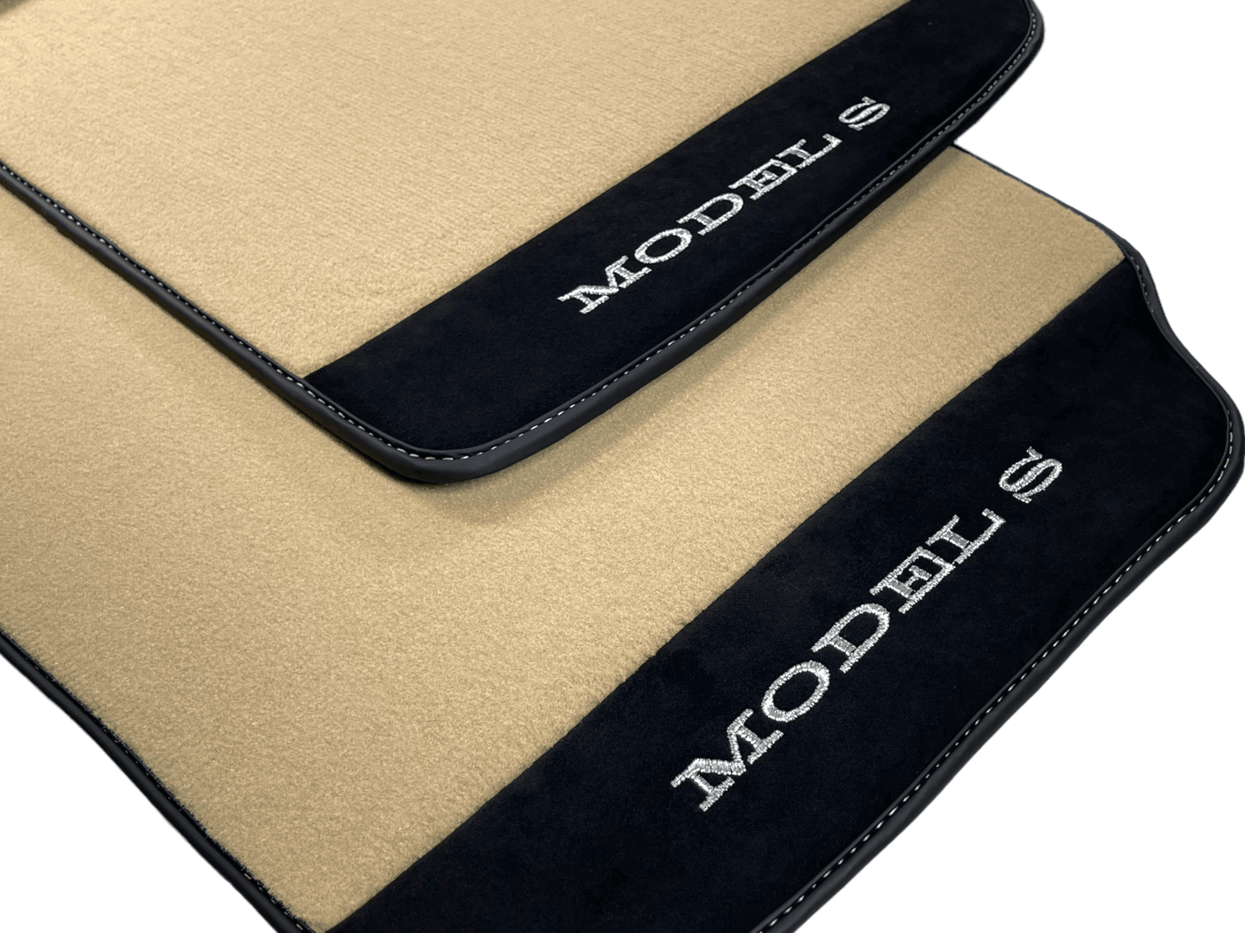 Beige Floor Mats For Tesla Model S With Alcantara Leather - AutoWin