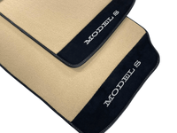 Beige Floor Mats For Tesla Model S With Alcantara Leather - AutoWin