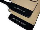 Beige Floor Mats For Tesla Model Y With Alcantara Leather - AutoWin