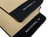 Beige Floor Mats For Tesla Model Y With Alcantara Leather - AutoWin