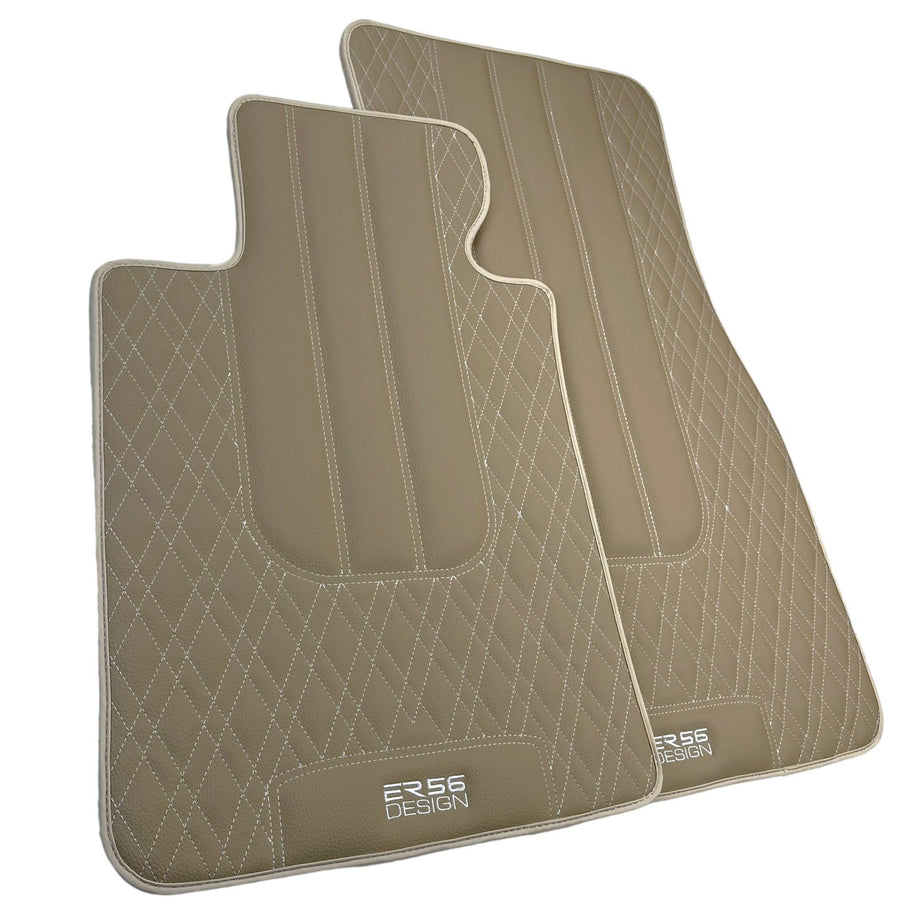 Beige Leather Floor Floor Mats For BMW X4 Series F26 - AutoWin