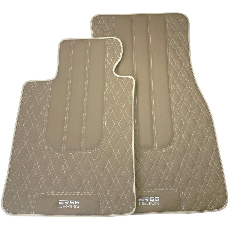 Beige Leather Floor Mats For BMW 1 Series E88 Convertible - AutoWin