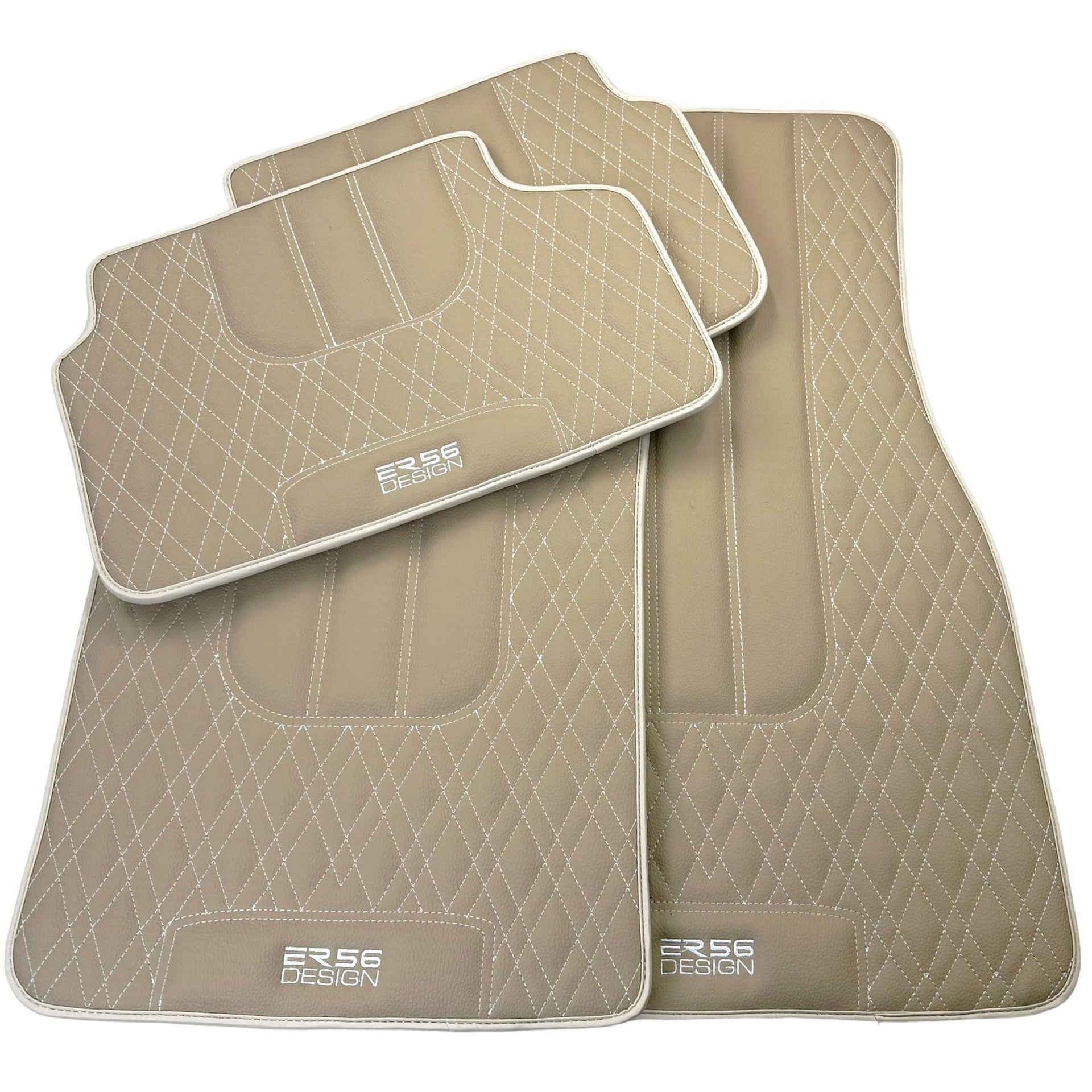 Beige Leather Floor Mats For BMW M8 F93 4-door Gran Coupe - AutoWin