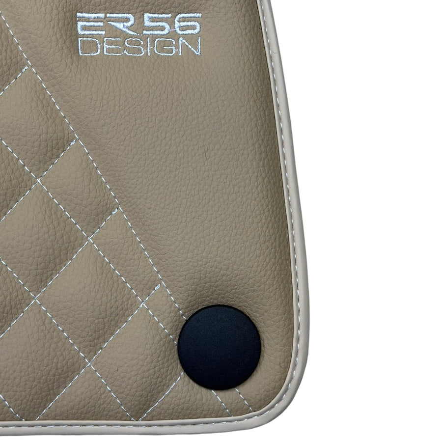 Beige Leather Floor Mats For Mercedes Benz E-Class W213 Sedan (2016-2020) Hybrid | ER56 Design - AutoWin