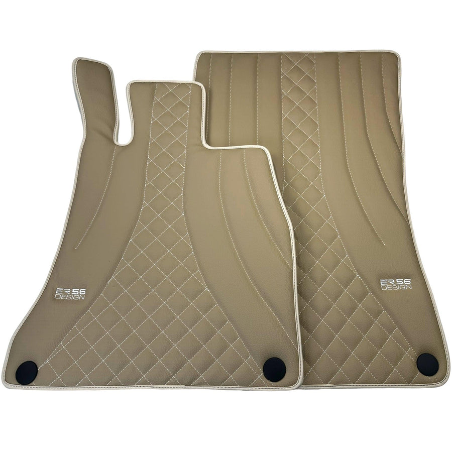 Beige Leather Floor Mats For Mercedes Benz E-Class W213 Sedan (2016-2020) Hybrid | ER56 Design - AutoWin